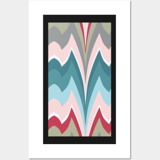 Bargello curved flame stitch blue pink Posters and Art